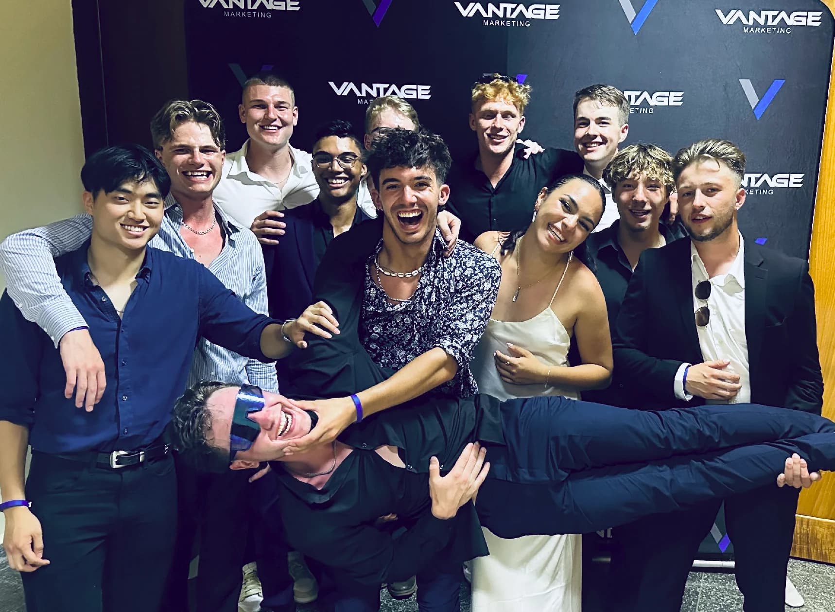 Team having fun at awards night